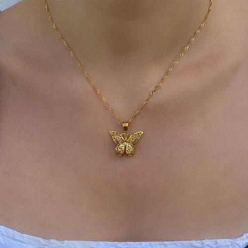 Gold Chain Butterfly Pendant Choker Necklace Women Gothic Statement Collares Bohemian Beach Jewelry Gift Collier Free Shipping