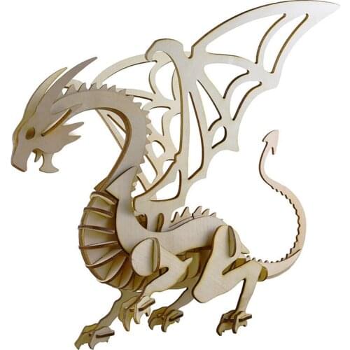 1Pcs Creative Child Wooden 3D Puzzles Simulation Assembled Wing Dinosaur Model Toys Children Brain Games Entertainment Toy