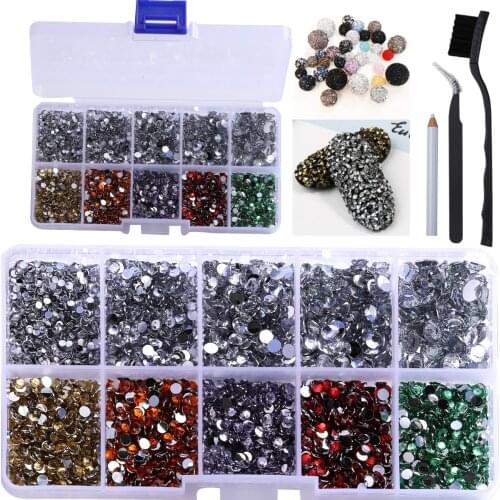 10 Grids 7500Pcs/Box Mixed Colour Crystal DIY Nail Art Rhinestones Resin Nail Stones Beads Studs Flat Back Nail Art Decorations