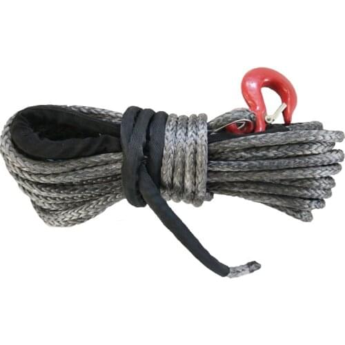 12mm x 30m UHMWPE Fiber Synthetic Winch Rope With Hook For ATV/UTV/4WD/4X4/OFFROAD