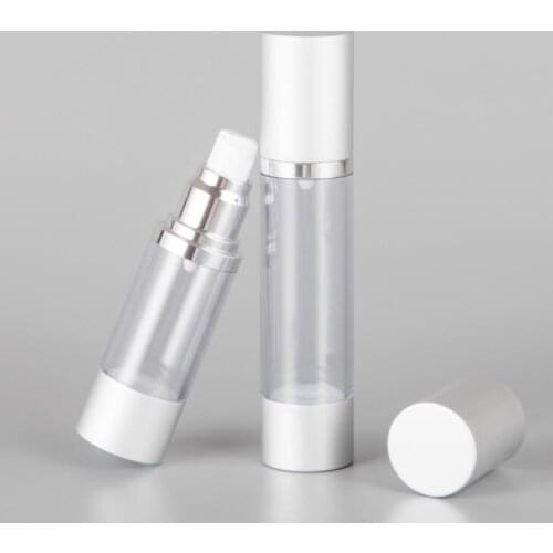 30ML Refillable Airless Lotion Pump Bottle With Silver Pump Aluminum Over Cap airless cosmetic cream pump containers LX1095