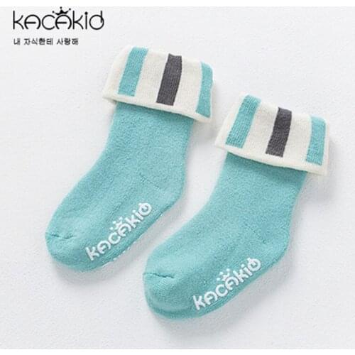Kacakid 5pcs/set Thicker Winter Baby Socks Kids Non-slip Soft Stripe Cotton Socks For Kids Socks Children Boys Girls Ankle Socks