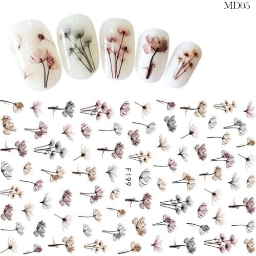 Flower Series Nail Water Decal Stickers Sakura Daisy Lavender Floral Pattern Transfer Sticker Manicure Nail Art Decoration