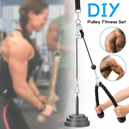 Fitness Pulley Cable System DIY Loading Pin Lifting Triceps Rope Machine Workout Adjustable Length Home Gym Sport Accessories