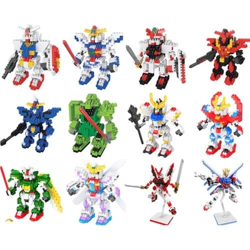Gundam Micro-particle Assembled Building Block Model Robot Red Heresy Flying Wing Blue Heresy Childrens Educational Toy Gift