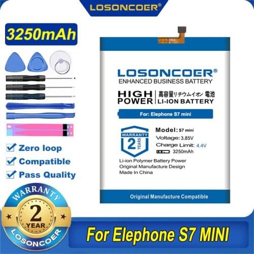 LOSONCOER 3250mAh Battery For Elephone S7 MINI S7mini 5.2" LTE Smartphone Helio X20 Deca Core