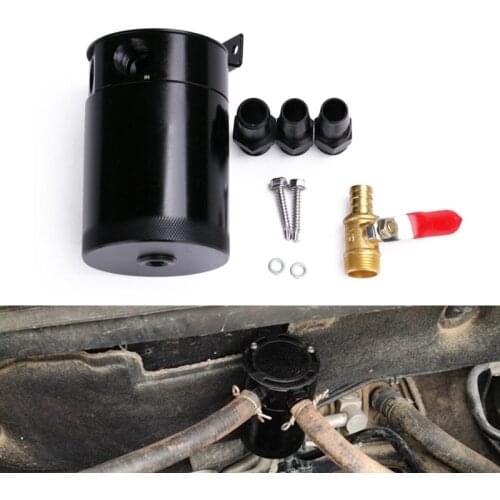 Oil Catch Can 2 Port Tank Baffled Air-Oil Separator Automobile Oil Vent Pot Exhaust Waste Oil Recovery Pot Oil Pot