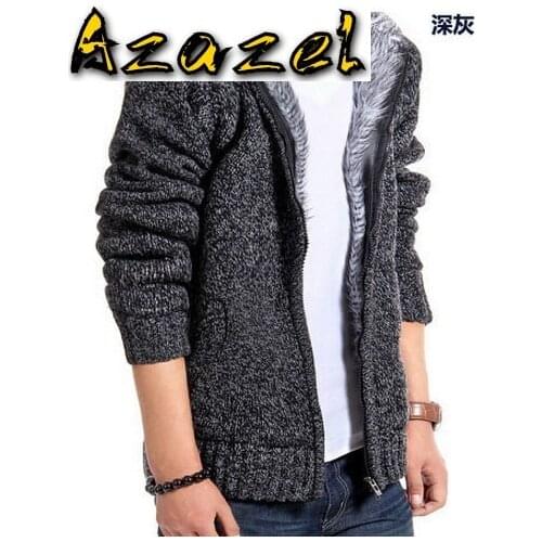 2020 Winter New Dress Mens Plus Velvet Thick Sweater Youth Hooded Casual Knit Cardigan Tide Coats Mens Fashion Hooded Jackets