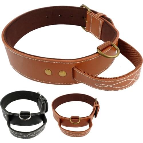 Real Leather No Pull Dog Collar Genuine Leather Large Dog Collars Brown Black For Medium Large Dogs Pitbull Labrador