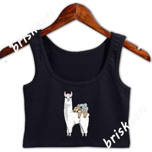 Patronus Sloth Koala On Llama Alpaca Official Crop Top Women Sexy Girls Round Neck Personalized Comical Leisure Tops Spring Vest