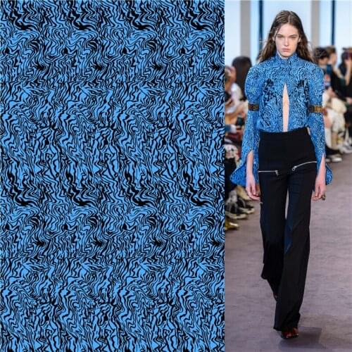 Polyester stretch fabric dress custom thin stretch digital printing line pattern DIY clothes shirt sewing bedding cloth 009