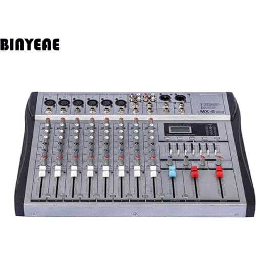 Professional Audio Mixer 8 Channels 7 Stereo Graphic EQ Mixing Console MX8 Mezcladora De DJ