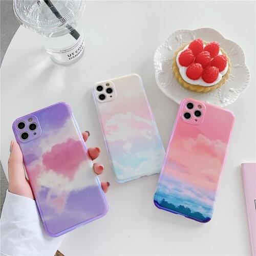 Luxury Glossy Galaxy Blue Sky Cloud Marble Phone Case For iPhone SE 2020 11 12 Pro XS MAX X XR 7 8 Plus Soft Silicone Back Cover