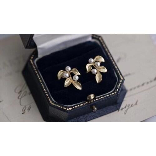 Leaf 925 Sterling Silver Earrings Mountings Findings Base Mountings Jewelry Parts Accessories for Pearls Beads Jade Crystal