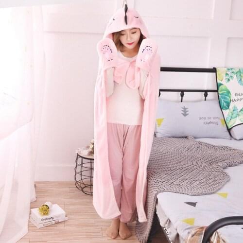3D Cartoon Dinosaur Shaped One-piece Glove Cape Hooded Poncho Bath Towel Soft Comfortable Large Shawl Air Conditioning Blanket