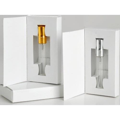 100pcs 3ML 5ML 10ML Glass Bottle Perfume Atomizer Parfum Spray Bottle with Packing Box Cosmetic Sample Vial Refillable Bottles