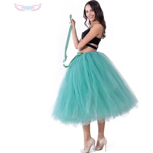 Kephy light green tulle handmade 80cm long tutu skirts women Birthday party Tulle skirt ballet tutus Wedding bridesmaid Skirt