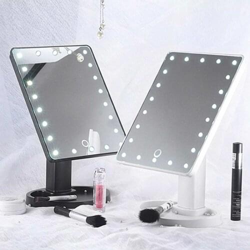 LED Lighted Vanity Touch Screen Makeup Mirror 360 Degrees Rotation Make up Rotating Cosmetic Beauty LED Table Stand Mirrors
