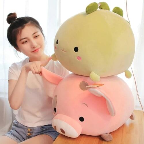 2020 Fat Round Plush Pig Toy Cute Dinosaur Plush Stuffed Animals Dog Soft Doll Kids Toys Birthday Gift for Children