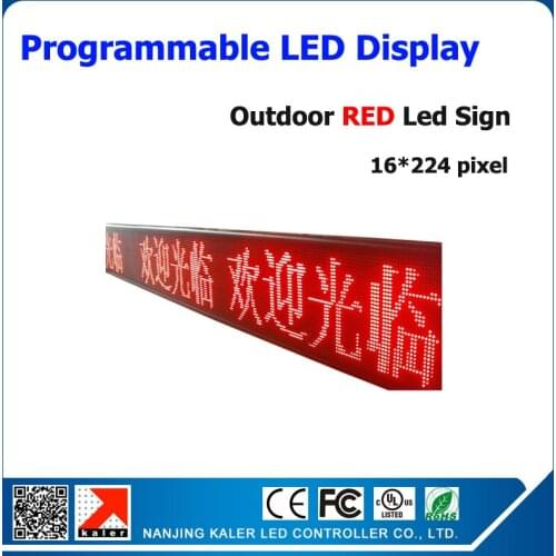 16*224 pixels P10mm 1/4 scan Outdoor LED Sign Programmable Scrolling Waterproof Message Display Board Running Text LED Sign
