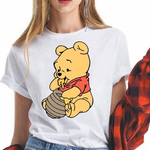 Winnie The Pooh and His Friends Cute Printed Cartoon Printed T-shirts Women Short Sleeves Harajuku Leisure Girl Tshirt