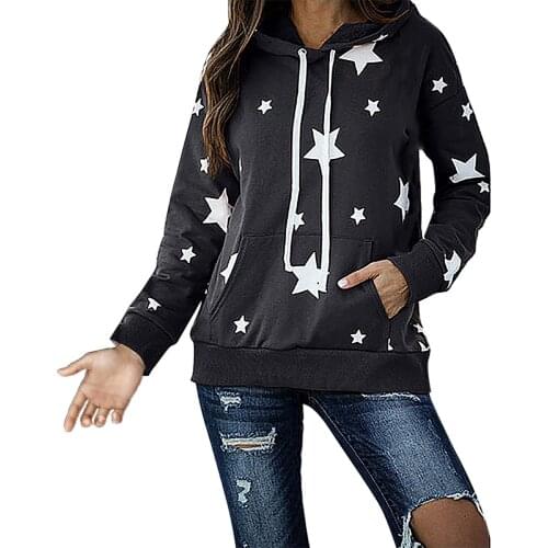 Sweater Mujer Kawaii Star Print Hooded Sweater Round Neck Sweater Long Sleeve Sweater Casual Sweater Mujer 2021 Hoodie толстовка
