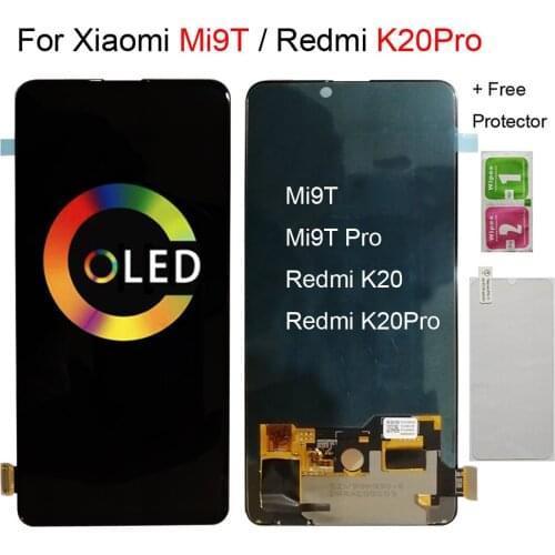 OLED for Redmi K20 Pro k20 LCD with frame Display Touch Screen digitizer Assembly For Xiaomi Mi 9T Pro LCD 6.39" lcd Free Film