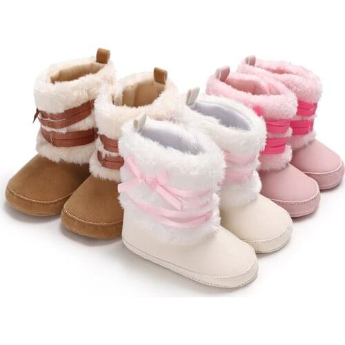 Winter Faux fur Baby Shoes Girls Boys Warm Anti-Slip Casual Warm Sneakers Toddler Soft Soled Walking Shoes