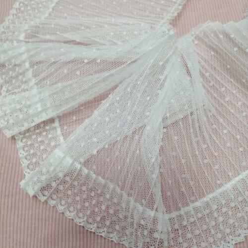 1Yards High Quality Embroidery Lace Wide 12cm Tulle Ribbon Sewing Trim Guipure Dot Elastic Lace Fabric For Wedding Dresses PL37
