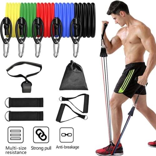 11 Pcs/set Resistance Bands Fitness Pull Rope Yoga Tubes Pull Rope Rubber Expander Elastic Bands Fitness Equipment for Home Gym