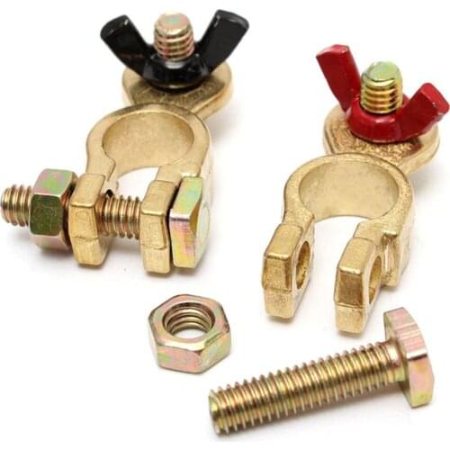 2pcs Positive & Nagative Auto Battery Terminal Connector Battery Quick Release Battery Clamps Brass Connector Car Accessories