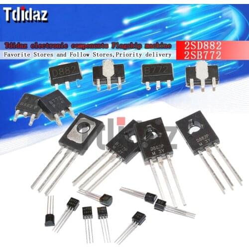20PCS/LOT 2SD882 2SB772 NPN transistor D882/B772 3A/40V TO-126 TO252 SOT89 TO-92