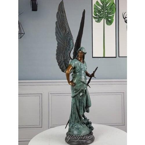 31.5" Classic Art Bronze Greek Goddess of Athena Sculpture Warrior Statue With Marble Base Bronze Angel Statue For Home Decor