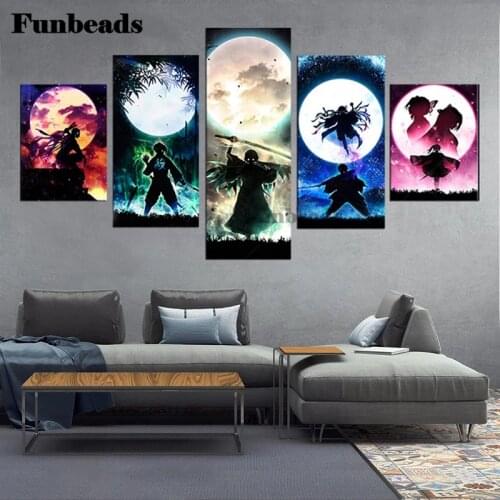 5D Diy Diamond Painting 5 Pcs Anime Painting Full Drill Cross Stitch Embroidery Rhinestone Mosaic ChildrensRoom Decor FF5628