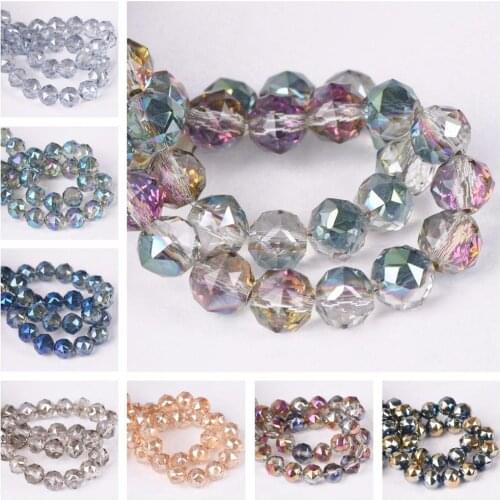 6mm 8mm Round Shape Coloful Plated Faceted Crystal Glass Loose Beads Wholesale lot for Jewelry Making DIY Crafts Findings