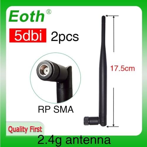 2pcs 2.4GHz antenna RP-SMA Connector 5dBi WiFi Antenna 2.4G antena wi fi antenne Aerial waterproof for wi-fi Wireless Router