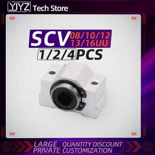 Free shipping 1PC 2PCS 4PCS SCV8/10/12/13/16/20/25/30UU Linear Bearing Block DIY Linear Slide Bearing Units CNC 3D Printer Part