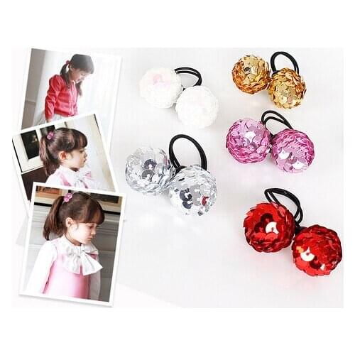 Free Shipping 2015 New Baby Shiny Ball Hair Ties Bands Kids Children Elastic Hair Ropes Accessories