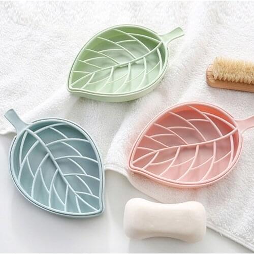 Shower Household Soap Dish Stand Case Portable Leaf Shape Soap Holder Container Box Tray Non Slip Draining Rack Bathroom Gadgets