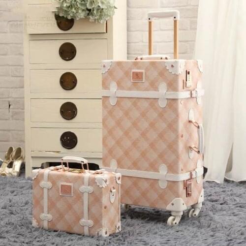 Vintage Floral set rolling luggage with handbag PU cute fashion travel trolley suitcase personality Retro luggage Bag On Wheels