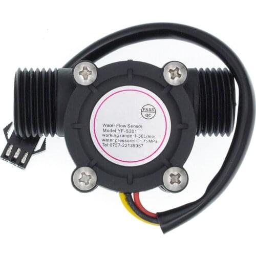 12V Water Flow Sensor DC 5-18V Flowmeter Hall Flow Sensor Water Control Liquid Flow Sensor Switch 1-30L/min 2.0MPa YF-S201