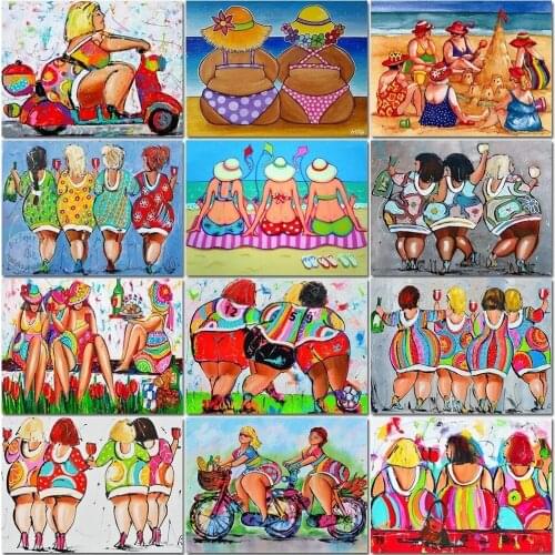 5D DIY Diamond Painting Picture Sexy Woman Oil Painting New Rhinestone Mosaic Cross Stitch Art Fat Lady Decorative Painting
