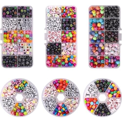 6mm Mixed Square Alphabet Letter Round Beads Charms Loose Heart Number Beads For Jewelry Making DIY Bracelets Accessories