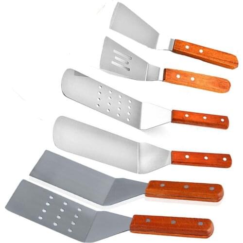Stainless Steel Metal BBQ Grill Turner Spatula Kitchen Cooking Utensils Accessories For Cutlets Bacon Teppanyaki Pancake