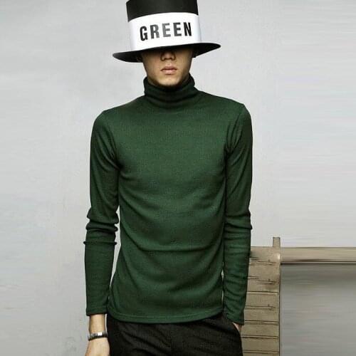 Autumn Winter mens High collar Sweater Casual mens Cotton Turtleneck Solid color Long sleeve pullover Slim Warm Knitted sweater