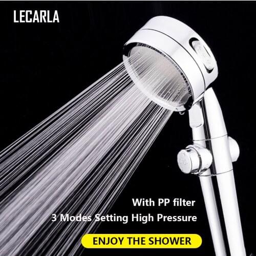 3 Mode Adjustable High Pressure Handhold Round Shower Head with OPEN/STOP Key S.S Water Outlet Panel ABS Bathroom Equipment