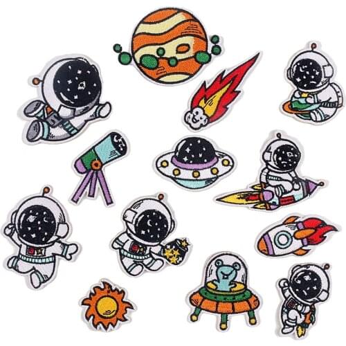 Astronaut Embroidery Patches Cloth Stickers Rocket Patch Iron on Patch for Clothes Jeans Bags DIY Sewing Decoration