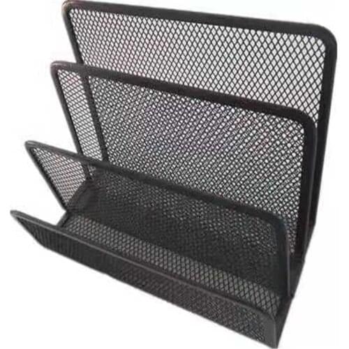 2019 Newest Office Supplies Stationery Black Metal Mesh Book Envelope Desk Organizer Desktop Notepad Letter Sorter
