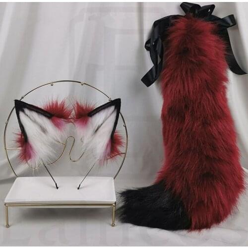 New Red Wolf Anime Cosplay Beast Ear Beast Tail Wolf Ear Cat Ear Fox Ear Headband Custom