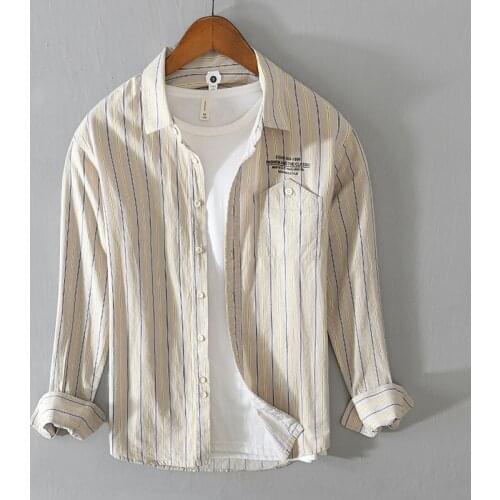 New style long sleeve striped 100% cotton shirts men casual brand shirt for men spring fashion camisa chemise tops mens clothes